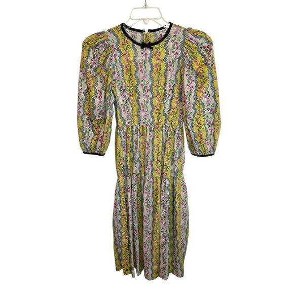 Cath Kidston London Sweet Pea Yellow Striped Soft Waisted Dress - Size 2 - Picture 1 of 11